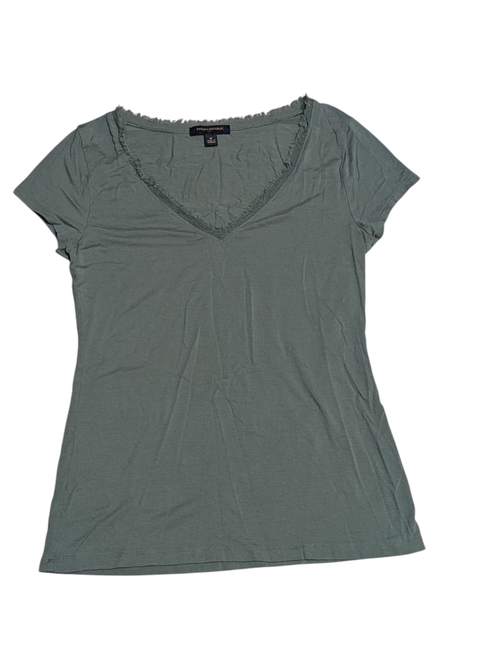 Banana Republic womens Essential Lace Trim Top in Green Olive 🫒 Sz M